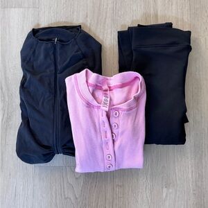 Skims Bundle Lot of 3, Sculpt Long Sleeve M, Legging S, Rib Henley Shirt S
